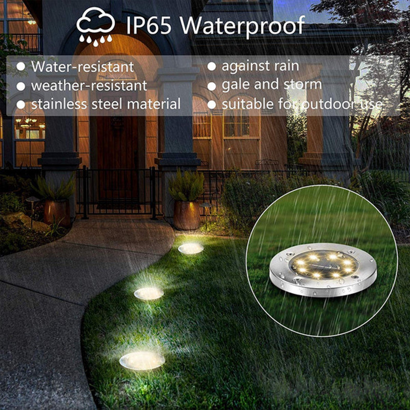 Illuminate Your Path - LED Solar Powered In-Ground Lights,Stainless Steel Solar Pathway Lights for Elegant Outdoor Light6