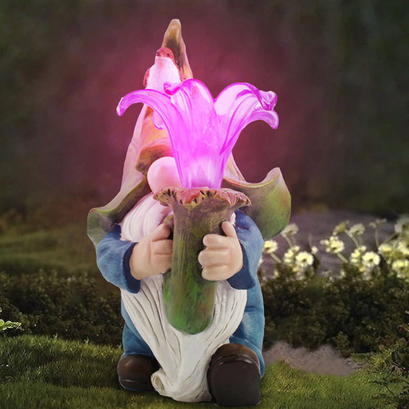 Charming Illumination - Weatherproof LED Solar Garden Gnome Statues, Handcrafted Durable Resin5