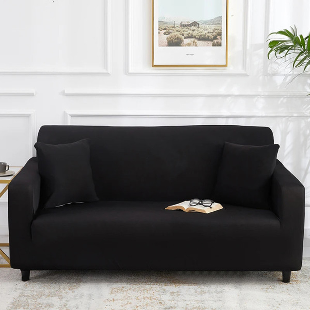 Elegant and Protective Perfect Fit Sofa Slipcover - Stretchable, Easy Clean, Couch Cover for Every Home black