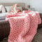 Soft and Lightweight Handmade Chunky Knit Blanket, Acrylic & Polyester Fabric, Comfortable All Year Round pink