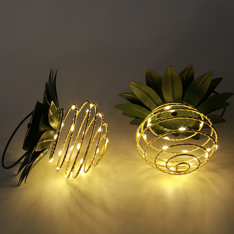 Elegant Solar Pineapple Lantern with LED Lights - Stainless Steel, Metal, and Copper, Perfect for Garden Decor4