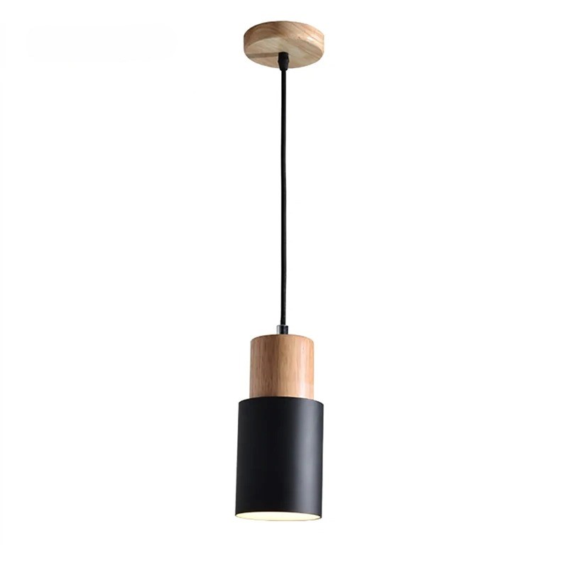 Designer Nordic Wooden Base Hanging Light black
