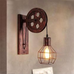 loft - industrial vintage pulley wall mounted lamp
