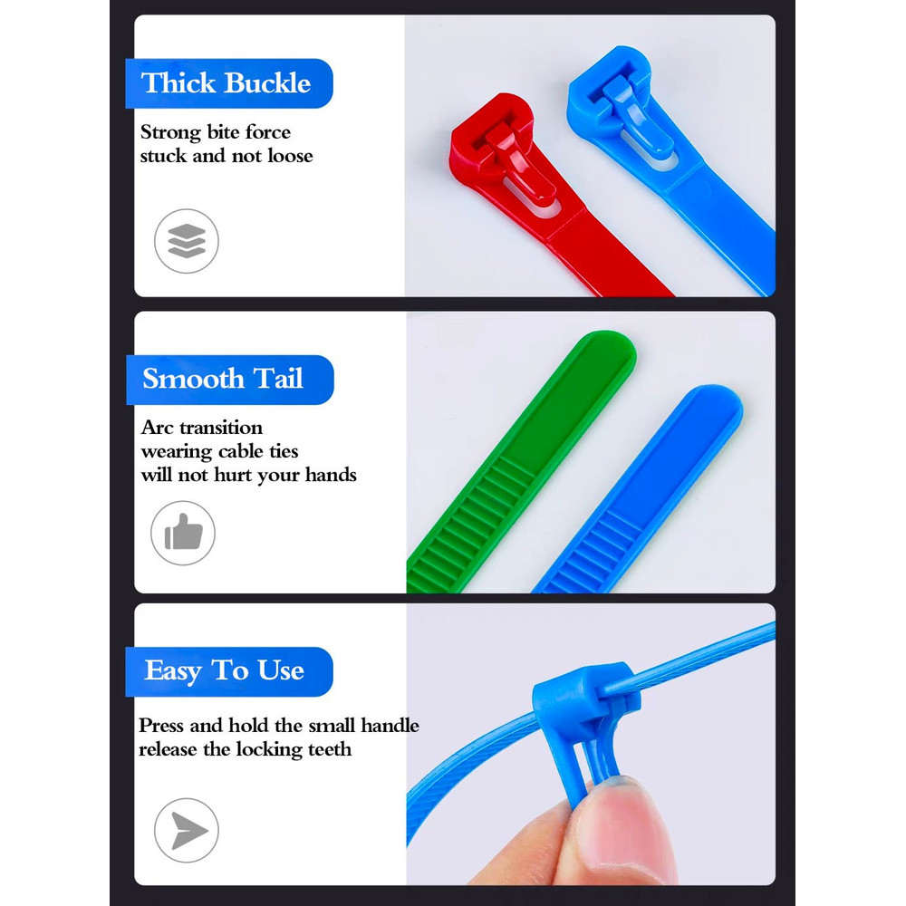 100pcs Buckle SelfLocking Premium Nylon Cable Wire Ties HeavyDuty Durable Easy To Use For Home And Garden 6