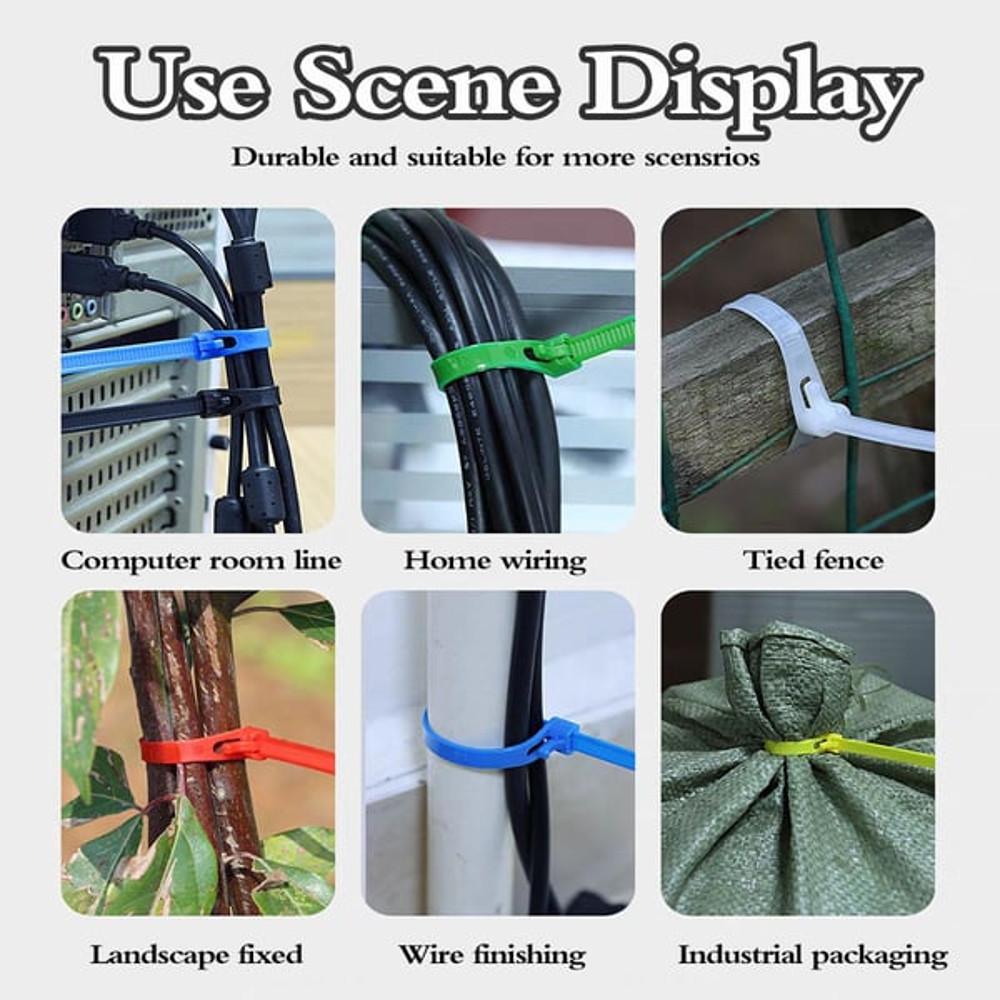 100pcs Buckle SelfLocking Premium Nylon Cable Wire Ties HeavyDuty Durable Easy To Use For Home And Garden 5