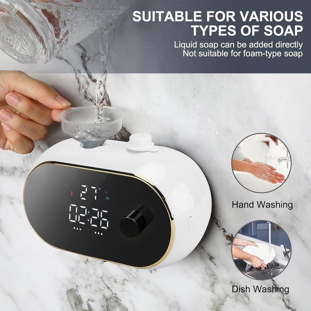 Smart Automatic Soap Dispenser With Time  Temp Display  Waterproof TouchFree Hand Washing Induction 5