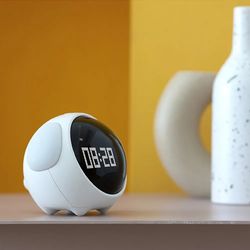 cute multifunctional voice-controlled night light alarm clock for kids – includes thermometer
