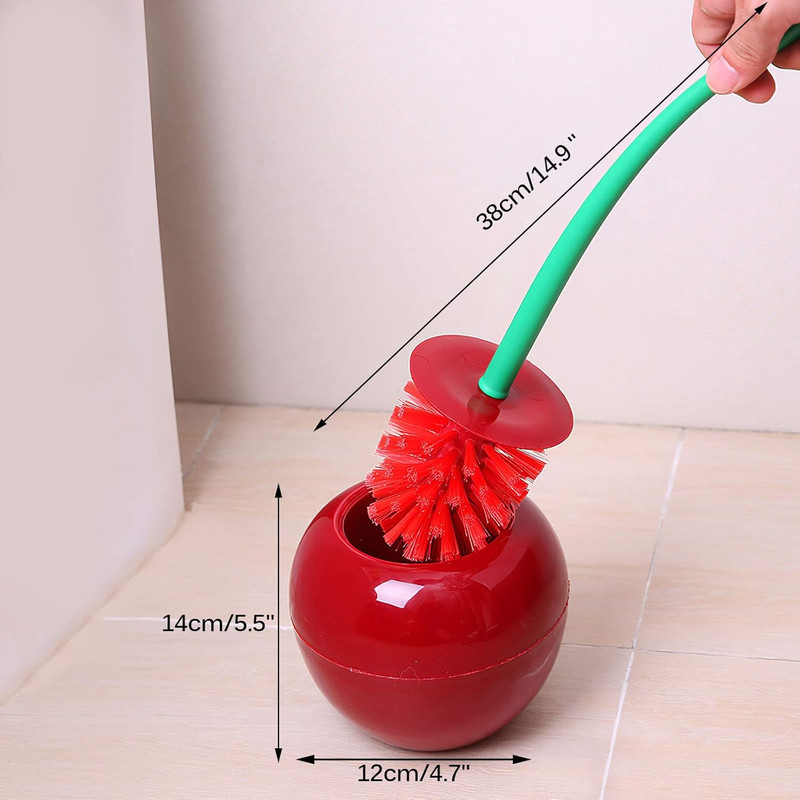 CherryShaped Toilet Brush Holder Set Stylish Bathroom Accessory 4