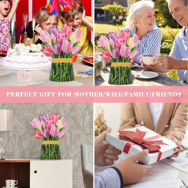 Handmade 3D PopUp Paper Flower Bouquet Cards for Gifts