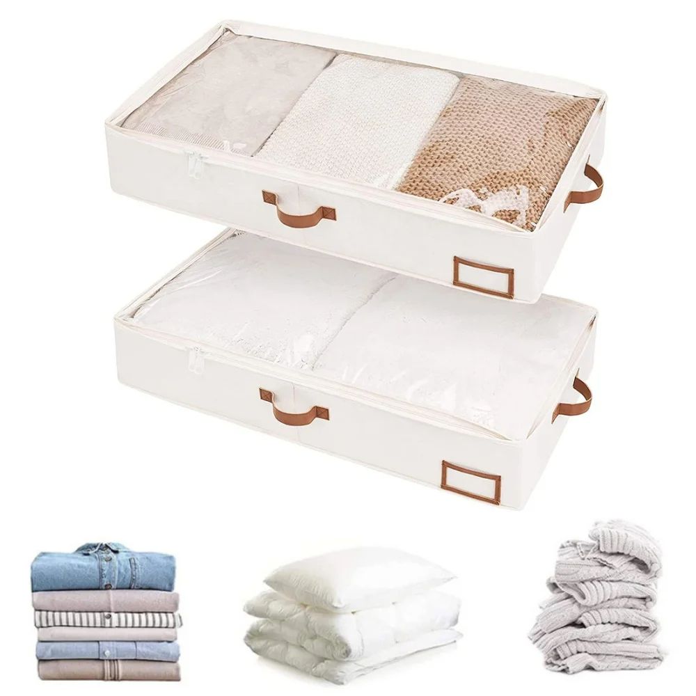 Foldable Underbed Bags Breathable Zippered Organizer For Blankets Clothes  Comforters 4