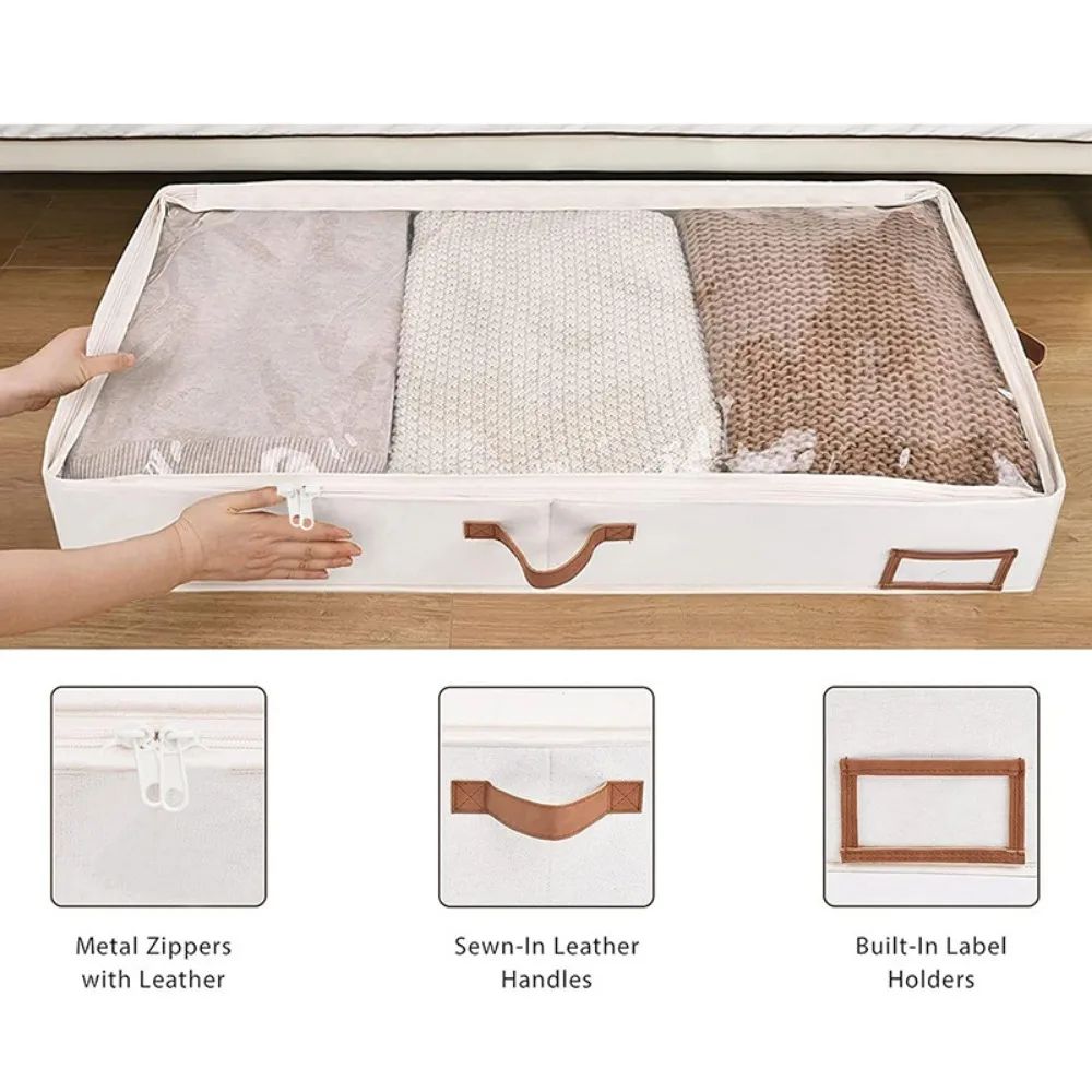 Foldable Underbed Bags Breathable Zippered Organizer For Blankets Clothes  Comforters 3