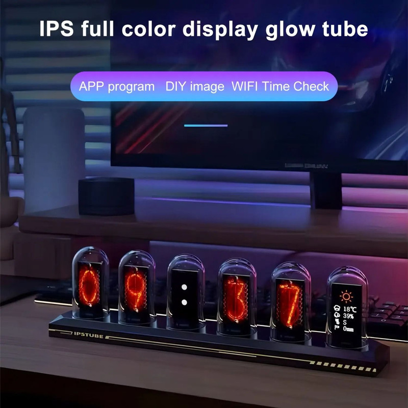 RGB Nixie Tube Clock  LED RGB Digital Tube Night Light For Desktop Home Decoration 4