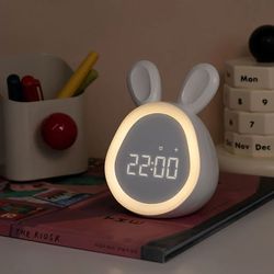 cute rabbit alarm clock with night light | dimming led digital alarm clock for bedroom