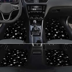 universal fit 4pcs non-slip car floor mats – elegant print, easy clean, wear-resistant auto accessories