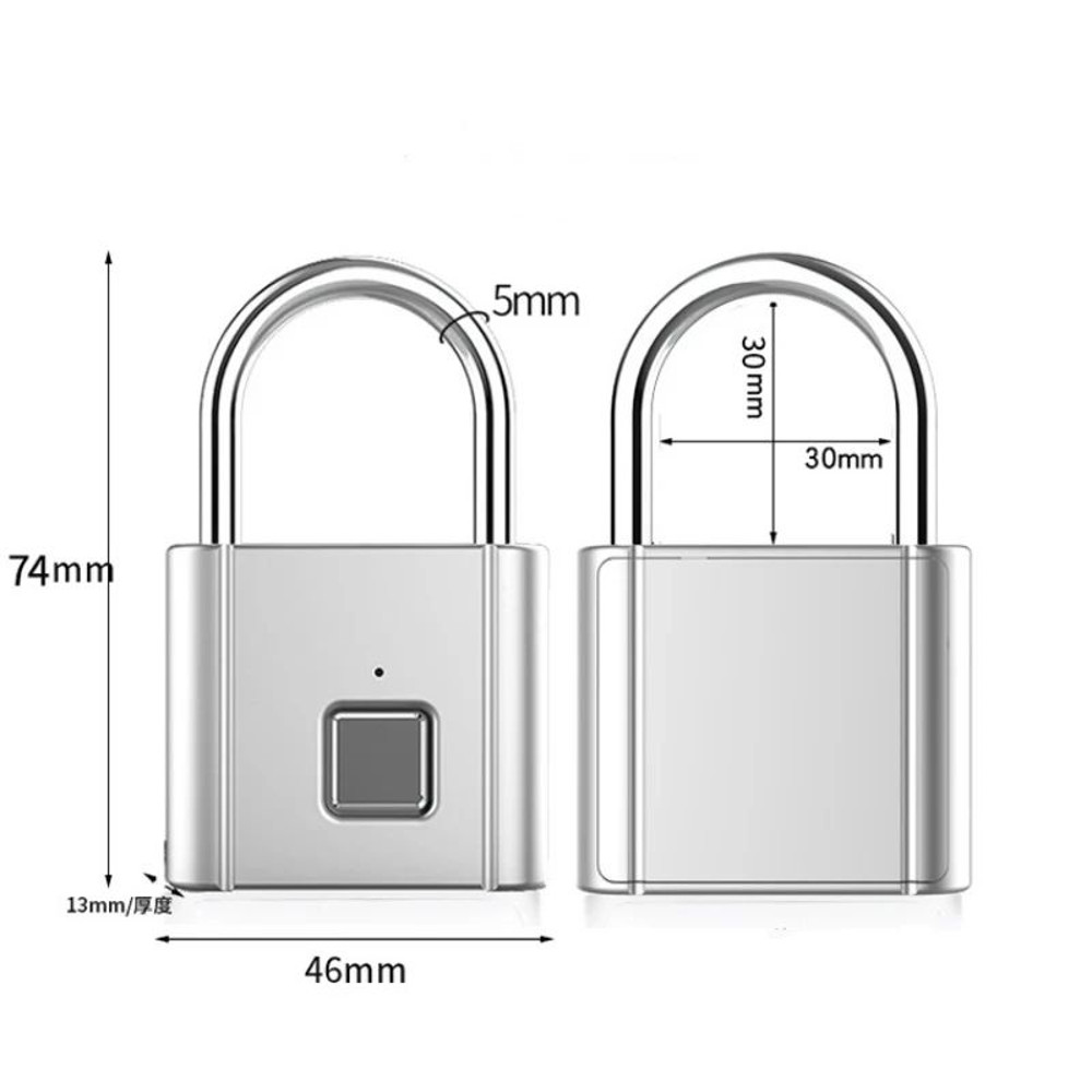 Smart Fingerprint Padlock Waterproof Biometric Keyless  Rechargeable Security Lock 5