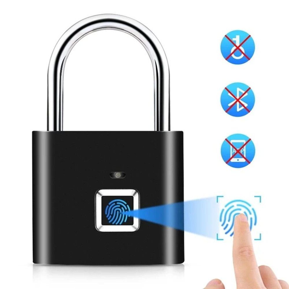 Smart Fingerprint Padlock Waterproof Biometric Keyless  Rechargeable Security Lock 1