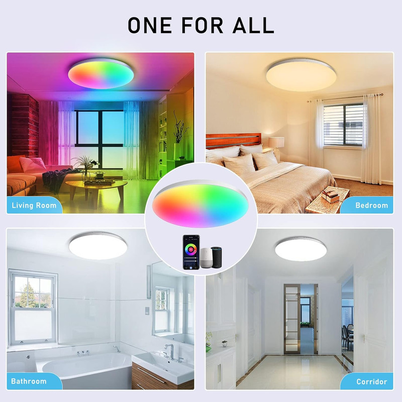 Smart LED Ceiling Lamp with WiFi App  Voice Control Alexa  Google Home Compatible