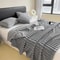 Soft Coral Fleece Multifunctional Blanket Solid Color Thickened Wide Striped Design for Bed, Cover, or Nap Use