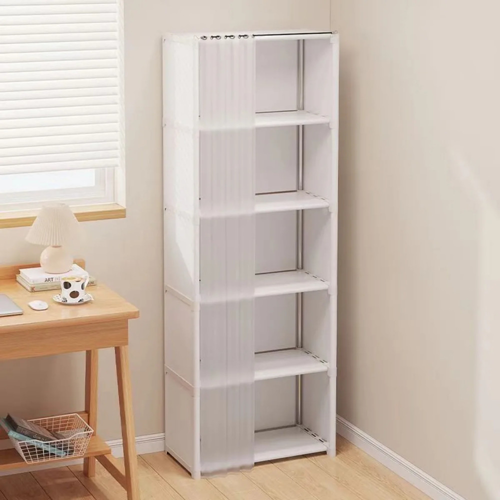 Dustproof Wardrobe with High Capacity Partition Bookshelf Open Simple Assembly Storage Cabinet for
