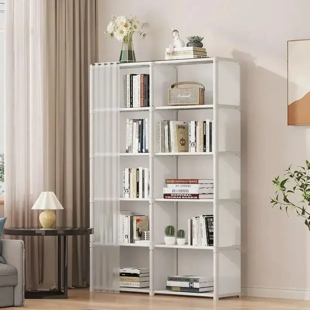 Dustproof Wardrobe with High Capacity Partition Bookshelf Open Simple Assembly Storage Cabinet for