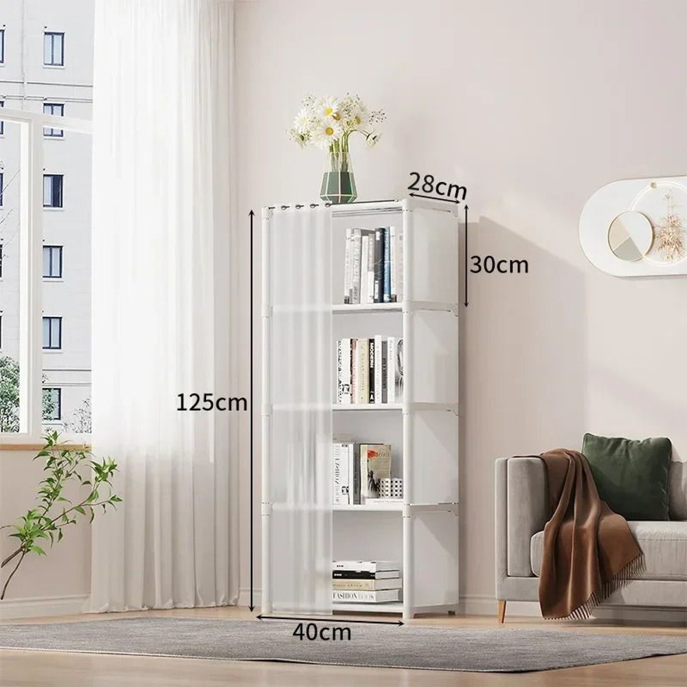 Dustproof Wardrobe with High Capacity Partition Bookshelf Open Simple Assembly Storage Cabinet for