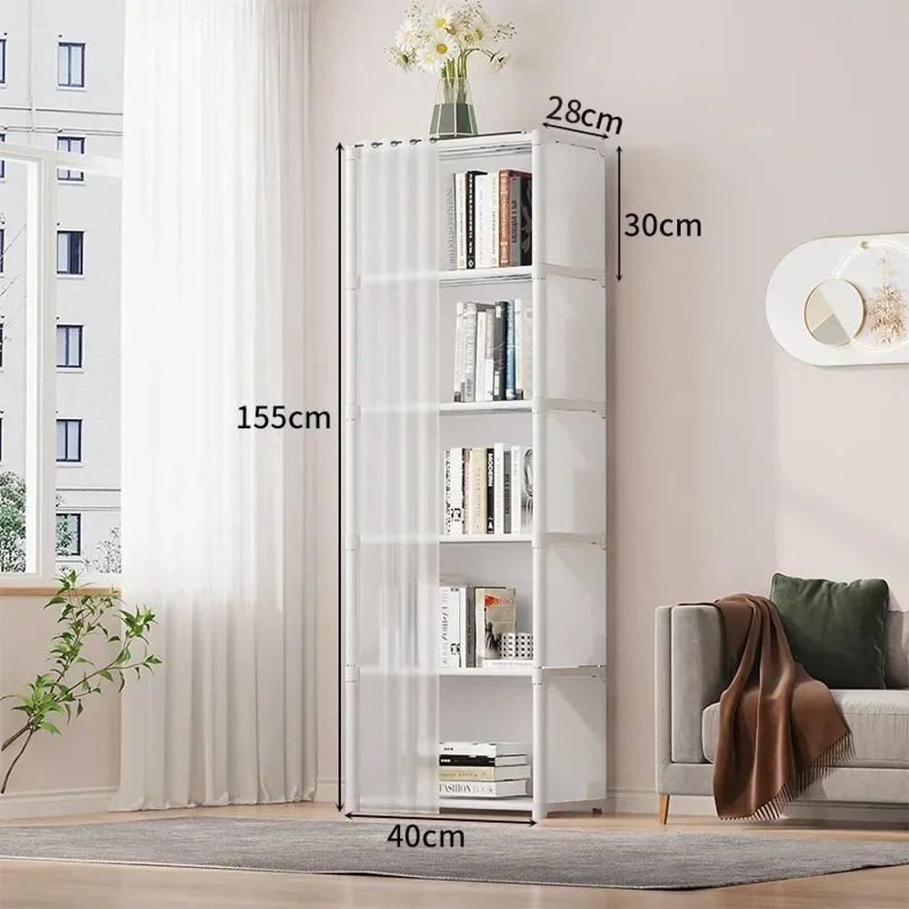 Dustproof Wardrobe with High Capacity Partition Bookshelf Open Simple Assembly Storage Cabinet for