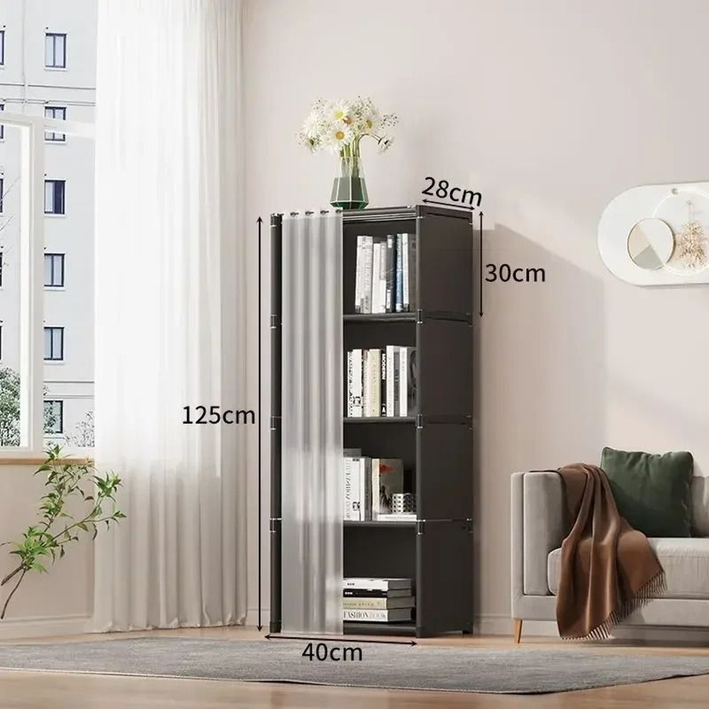 Dustproof Wardrobe with High Capacity Partition Bookshelf Open Simple Assembly Storage Cabinet for