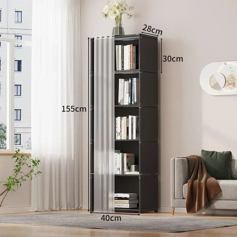 Dustproof Wardrobe with High Capacity Partition Bookshelf Open Simple Assembly Storage Cabinet for