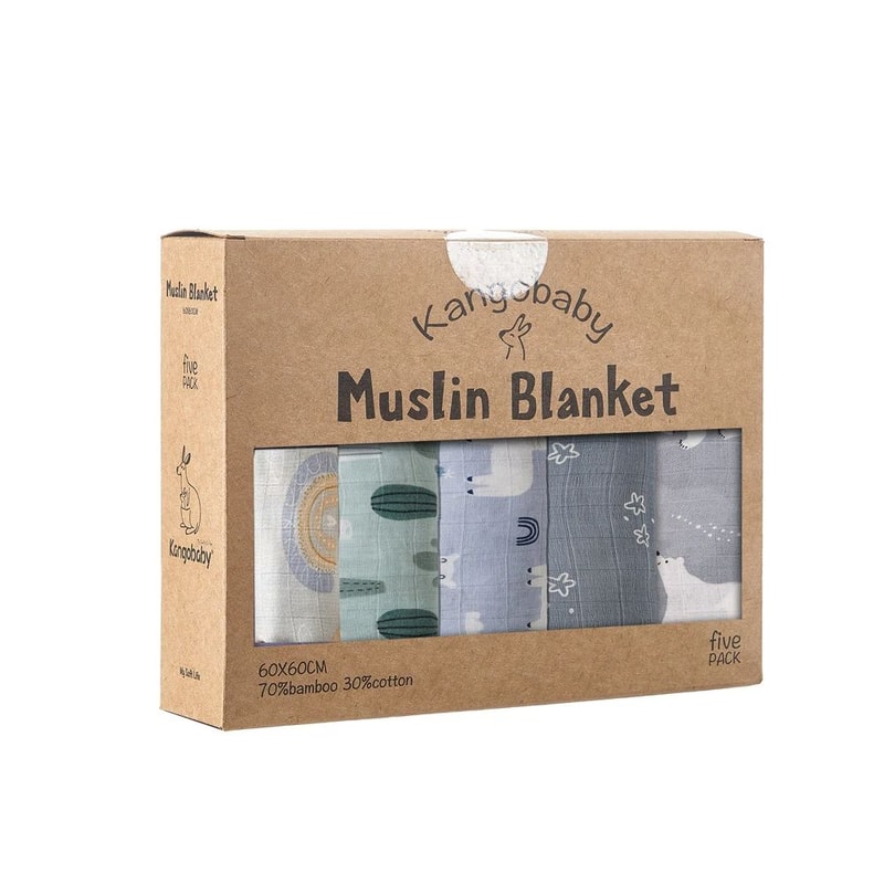 My Soft Life 5Piece Bamboo Cotton Muslin Blanket Baby Burp Cloth Set MultiFunctional Essentials Fo 8