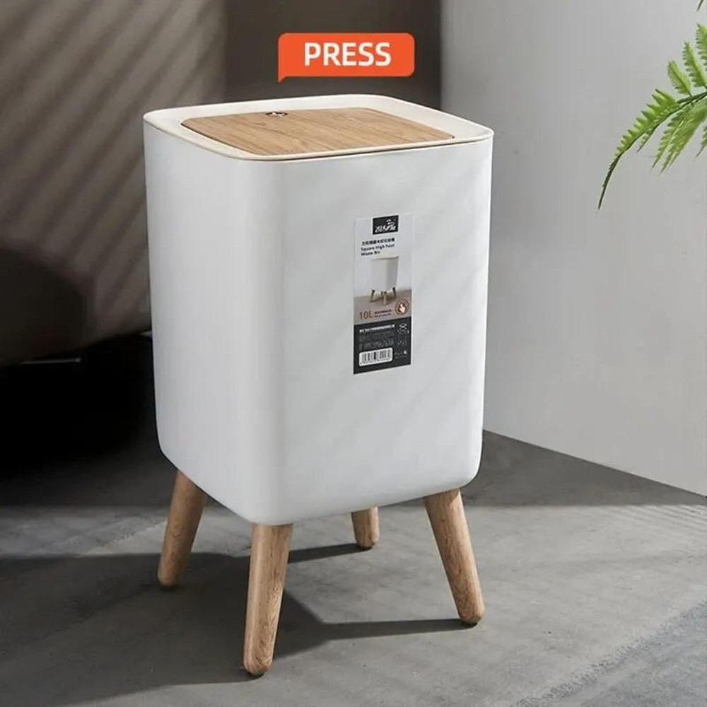 Modern Trash Can With Lid Press Dustbin For Living Room Bathroom Kitchen 0