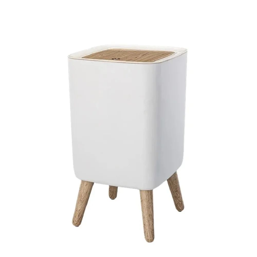 Modern Trash Can With Lid Press Dustbin For Living Room Bathroom Kitchen 4