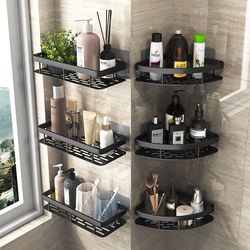 no drill wall shelf, bathroom shelf makeup storage organizer, aluminum alloy shampoo rack & shower accessories