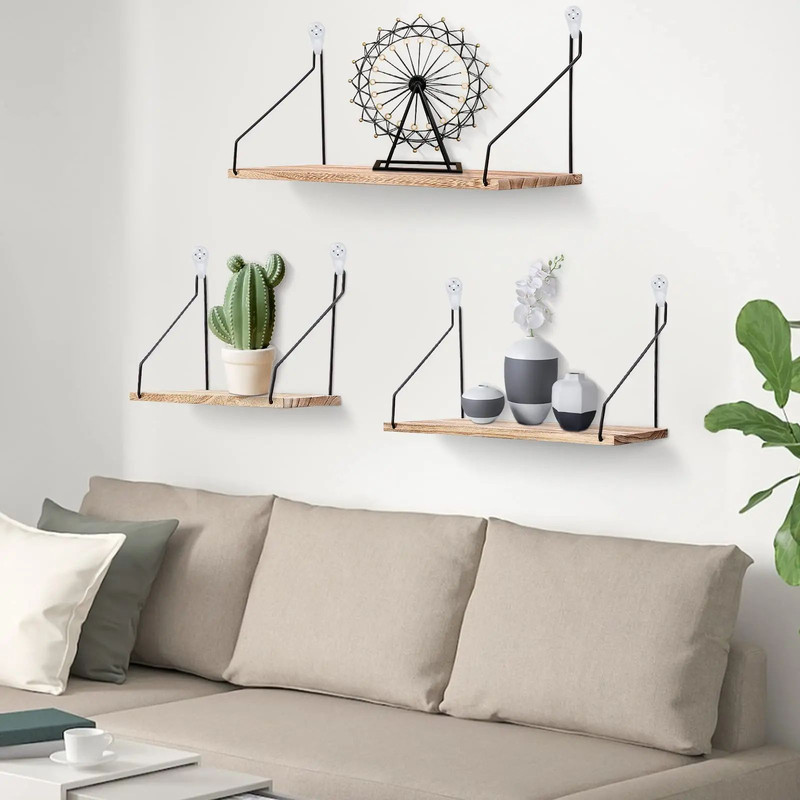 Rustic Floating Wall Shelf Hanging Wood Shelf For Farmhouse Decor 2