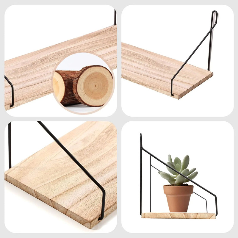 Rustic Floating Wall Shelf Hanging Wood Shelf For Farmhouse Decor 5