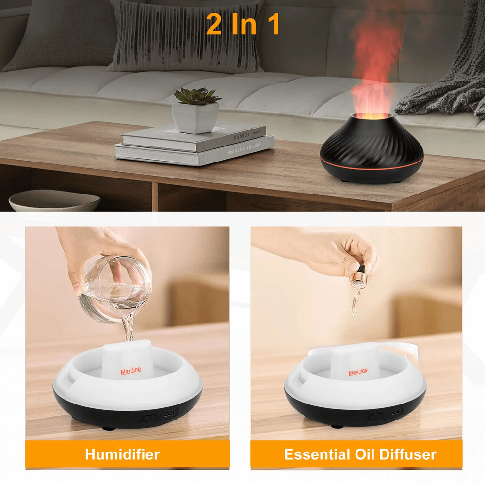 Fire Flame Aroma Diffuser Essential Oil Air Humidifier With LED Aromatherapy Mist 2