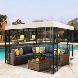 garden gazebo top cover canopy, replacement top canopy cover with double tier outdoor patio sunshade tent roof top