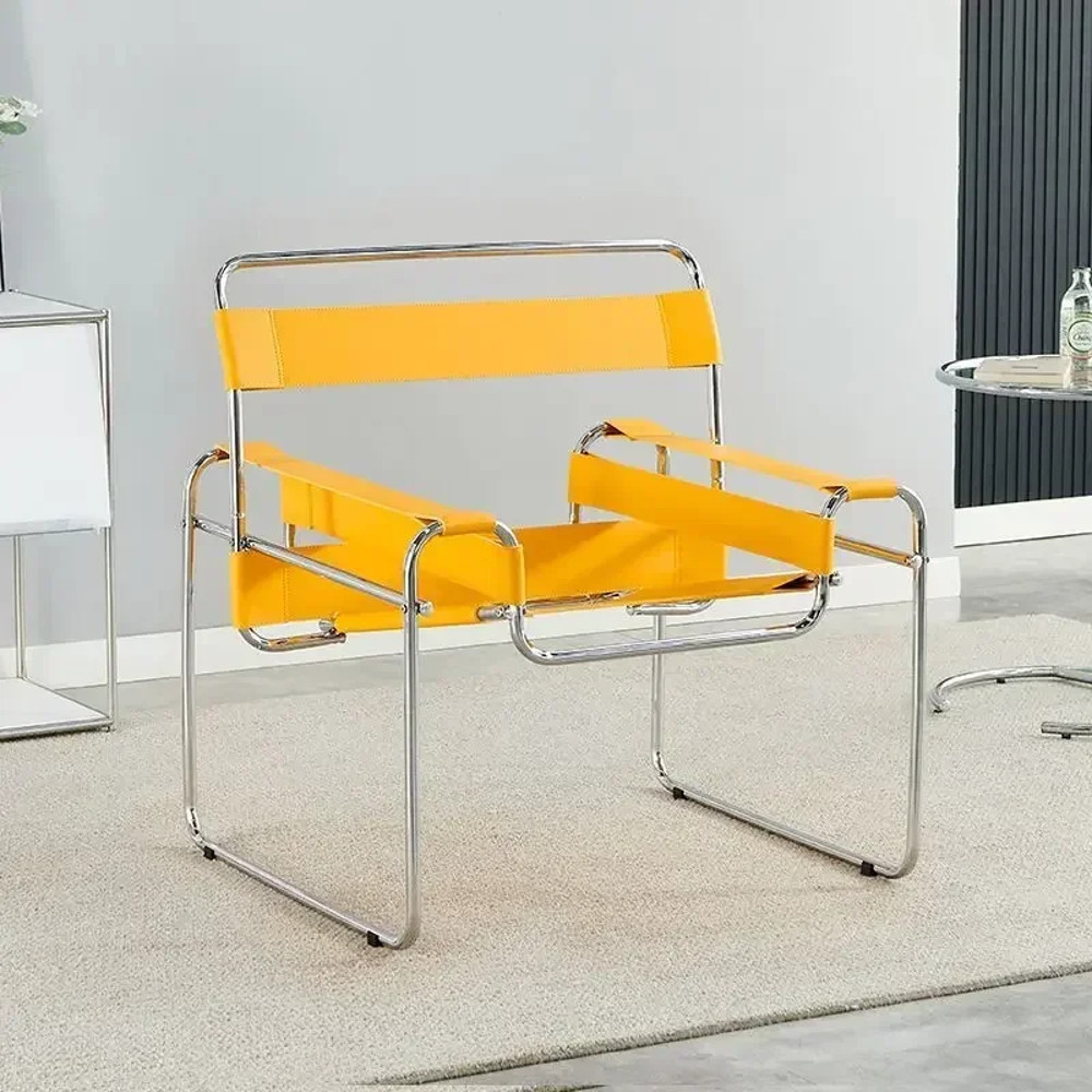 Nordic Vassili Leisure Chair Single Medieval Industrial Style Network Frame With Bauhaus Saddle Lea 11