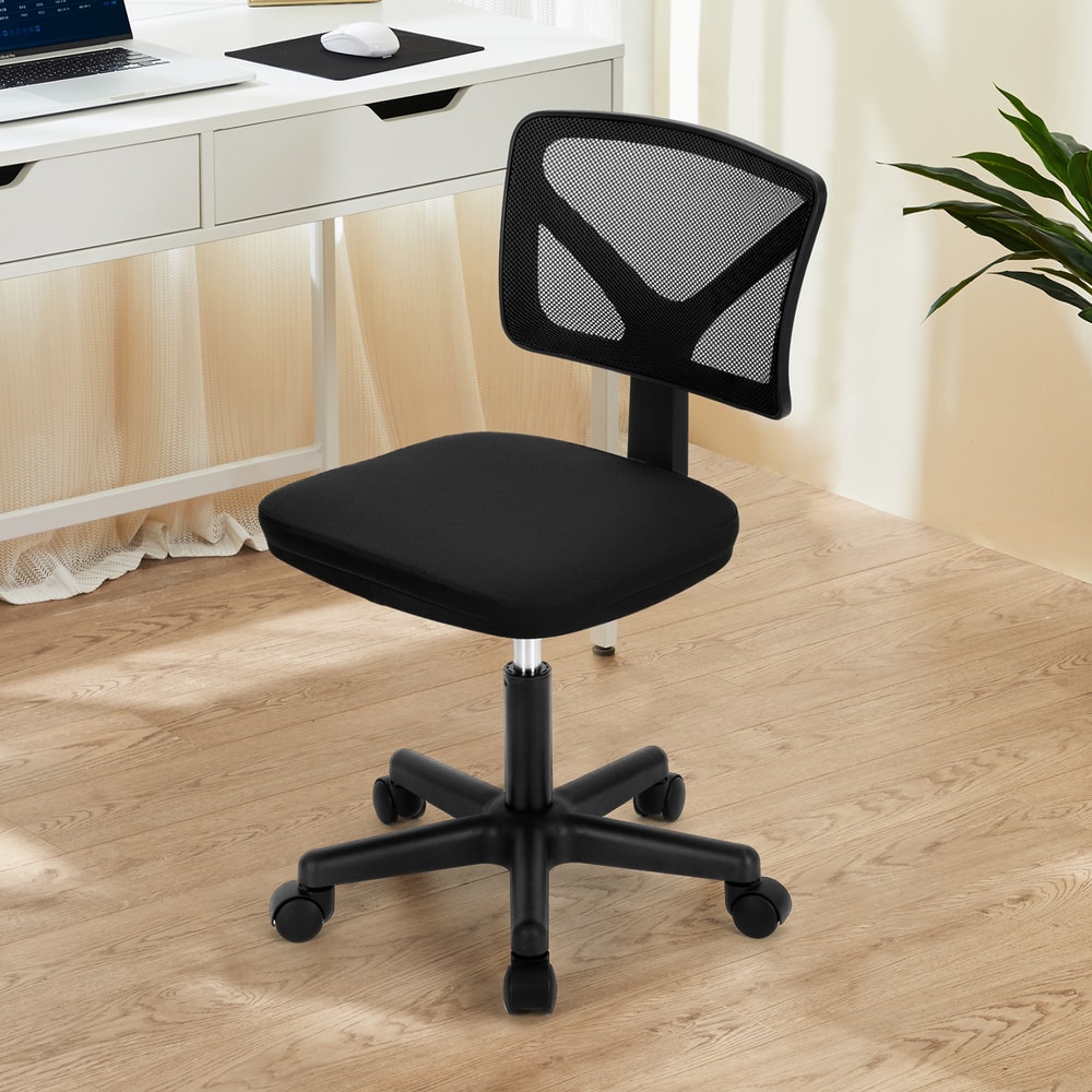 JHK Mesh With Lumbar Support Armless Office Chair Low Back With Wheels Adjustable Height 360 Rollin 0