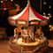 Easy Assemble Classic Carousel Music Box, 3D Wooden Puzzle Moveable Design with Light, Xmas Gifts for Family