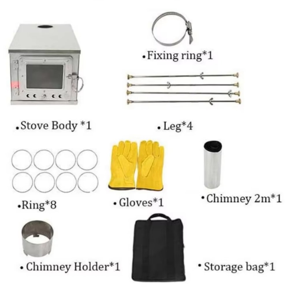 Lightweight Titanium Foldable Tent Stove, Durable Alloy Combustion Portable Charcoal, Wood Burning Outdoor Camping Stove