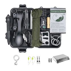 professional emergency survival kit gear, camping multifunction tactical defense equipment first aid sos adventure