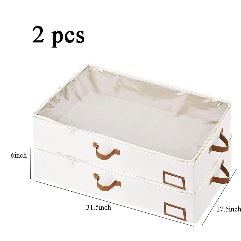 Foldable Underbed Bags Breathable Zippered Organizer For Blankets Clothes Comforters 5