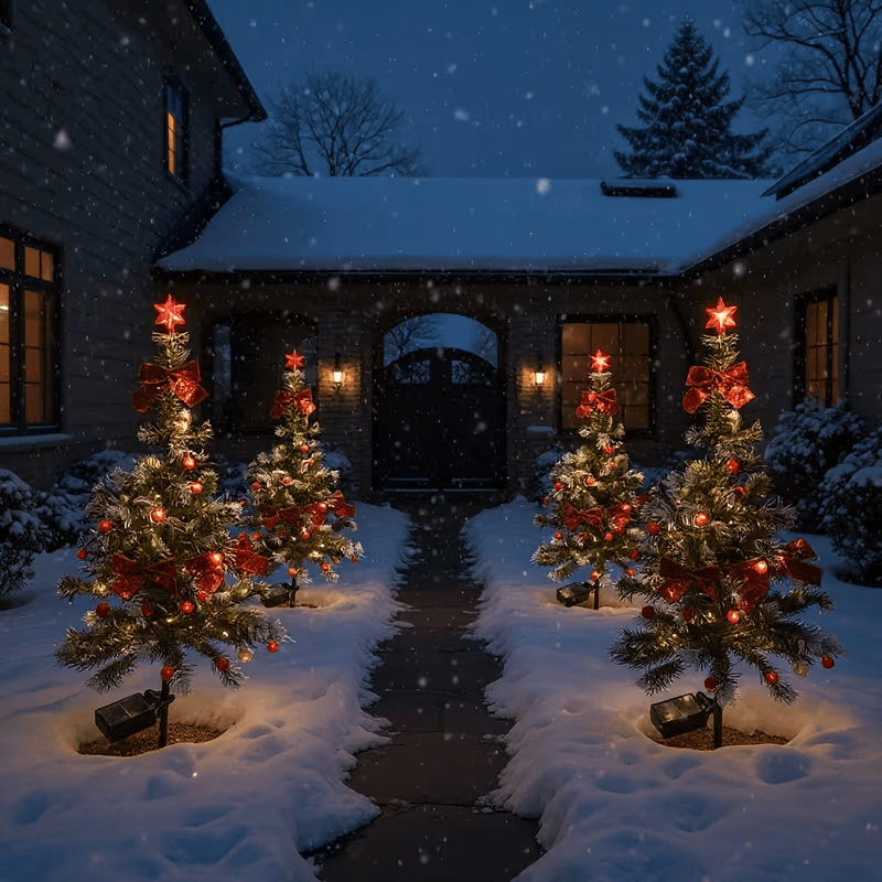 Solar Cedar Christmas Tree Lights Outdoor Holiday Patio Garden Decor 1