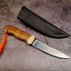 Forged Bushcraft Knife made of highcarbon steel elk horn handle Handmade
