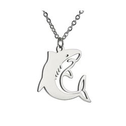 Shark pendant, Stainless steel necklace, Animal jewelry, Silver or gold color, Water world charm, Unisex fish gift