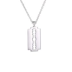 Razor blade necklace, Stainless steel pendant, Shaver unisex jewelry gift