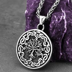 Tree of Life necklace, Yggdrasil necklace, Stainless steel jewelry, Viking, Celtic, Nordic, Norse