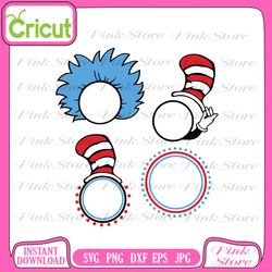 dr seuss svg, dr seuss cat in the hat, horton svg, lorax svg, fish svg, thing 1 svg, thing 2 svg, dr suess day, teacher