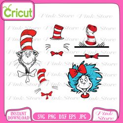 dr seuss svg, dr seuss cat in the hat, horton svg, lorax svg, fish svg, thing 1 svg, thing 2 svg, dr suess day, teacher