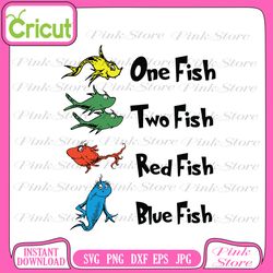 one fish two fish red fish blue fish svg, cat in the hat svg, dr seuss svg, thing 1 thing 2 svg